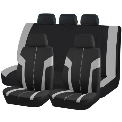 Pack de housses de siège universelles 9 pièces divisibles - Airbag - noir gris
