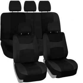   01495 Jeu de housses de siège universelles divisibles 2 PLACES 9 pièces - Airbag - noir-noir 