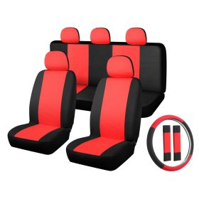   Ensemble de housses de siège universelles 11 pièces noir et rouge avec zip et ouverture Airbag
