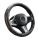 Couvre volant en cuir noir matelassé avec motif ligne orange Ø38cm