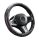 Couvre volant en cuir noir matelassé avec motif ligne fushia Ø38cm