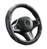 Couvre volant en cuir noir matelassé avec motif ligne rose Ø38cm