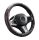 Couvre volant en cuir noir matelassé avec motif ligne rouge Ø38cm