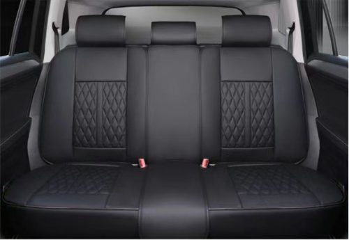 15 részes Prémium Magas minőségű Műbőr üléshuzat szett nyakpárnákkal - Légzsákos - Osztható - Fekete színben 80195