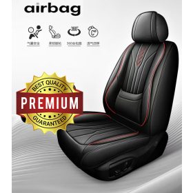   11 részes Prémium minőségű Műbőr üléshuzat szett - Légzsákos - Osztható - Fekete/Piros színben 80189