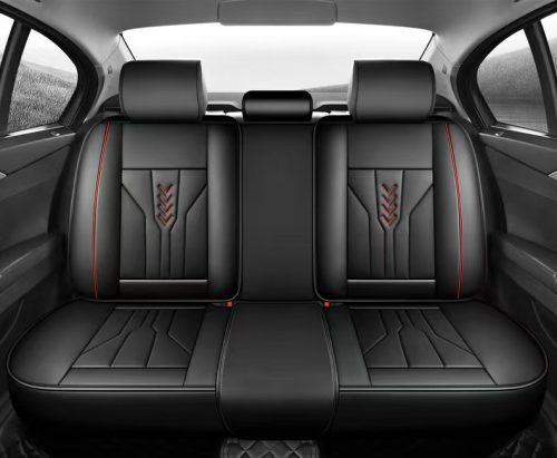 11 részes Prémium minőségű Műbőr üléshuzat szett - Légzsákos - Osztható - Fekete/Piros színben 80189