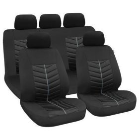   Pack de housses de siège universelles 9 pièces avec Zip ouverture Airbag noir bleu  