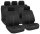 Pack de housses de siège universelles 9 pièces avec Zip ouverture Airbag noir bleu  