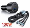 13023 02ACSET Chargeur rapide USB/USB-C + chargeur 3 en 1 avec différentes têtes de charge - 5A 100W 12-24V