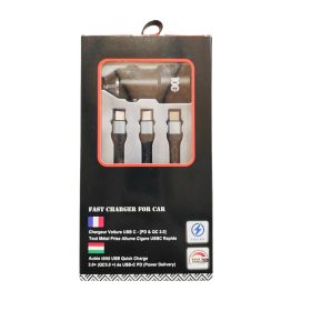   13023 02ACSET Chargeur rapide USB/USB-C + chargeur 3 en 1 avec différentes têtes de charge - 5A 100W 12-24V