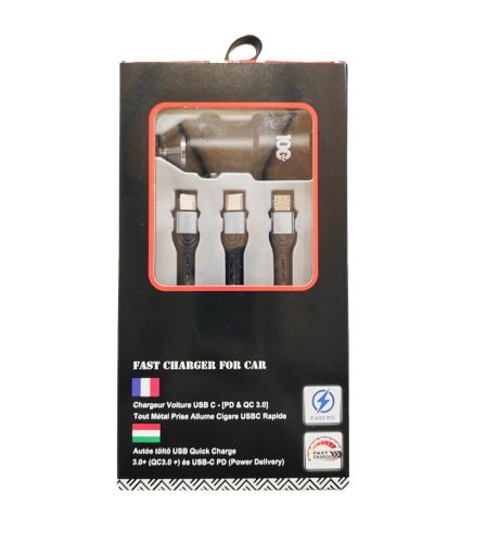 13023 02ACSET Chargeur rapide USB/USB-C + chargeur 3 en 1 avec différentes têtes de charge - 5A 100W 12-24V