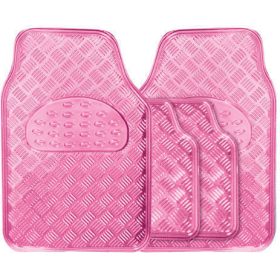   03062 Tapis de voiture universel en caoutchouc effet aluminium 4 pcs - ROSE