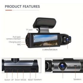 Dupla autós DVR videokamera, Full HD, 1080p felbontás
