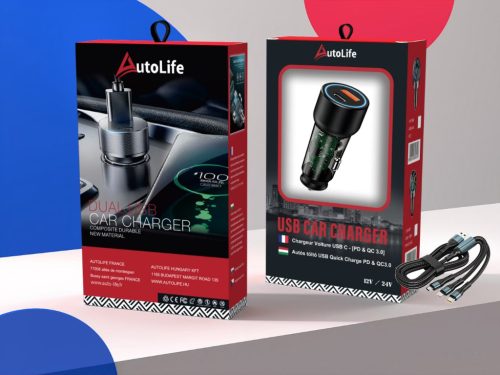 13030 07ACSET Chargeur rapide USB/USB-C + chargeur 3 en 1 avec différentes têtes de charge - 5A 20W 12-24V