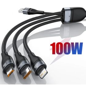   12095 Câble de charge rapide 6A-100W 3IN1 - Alliage d'aluminium