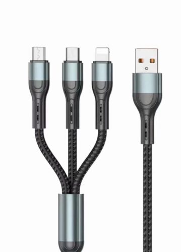 12095 Câble de charge rapide 6A-100W 3IN1 - Alliage d'aluminium