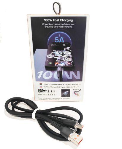 12149 Câble de données pour charge rapide 5A 100W USB - TYPE-C - 1 mètre 121BA