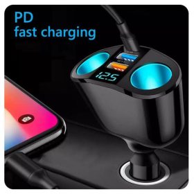   13115 QC3024 Chargeur de voiture Premium avec 2 ports USB + 2 allume-cigare + PD