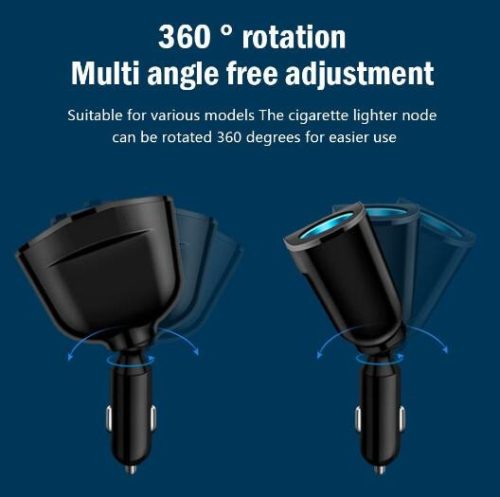 13115 QC3024 Chargeur de voiture Premium avec 2 ports USB + 2 allume-cigare + PD