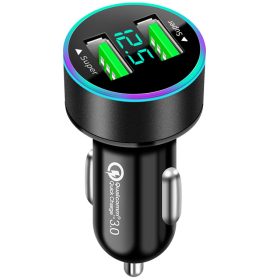   13160 M23 Chargeur voiture + voltmètre - 2USB - Quick Charge 3.0 - 12-24V
