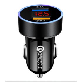   13177 Chargeur voiture M22 + voltmètre - 2USB - Quick Charge 3.0 - 12-24V