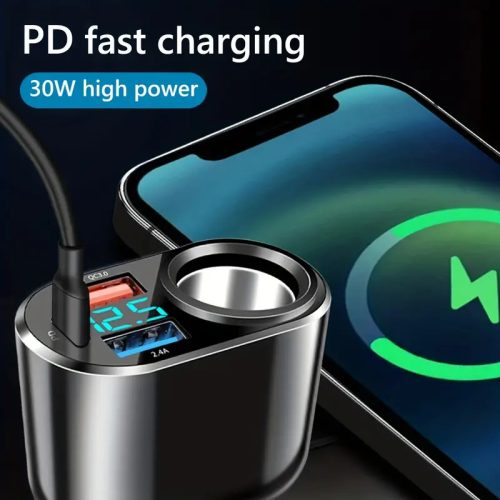 13184 Chargeur de voiture Premium QC3USB avec 3 ports USB + allume-cigare