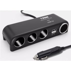   13283 Szivargyújtó elosztó 3-as + 2 USB aljzat +  Öngyújtó aljzat 12/24V - MAX 120W 