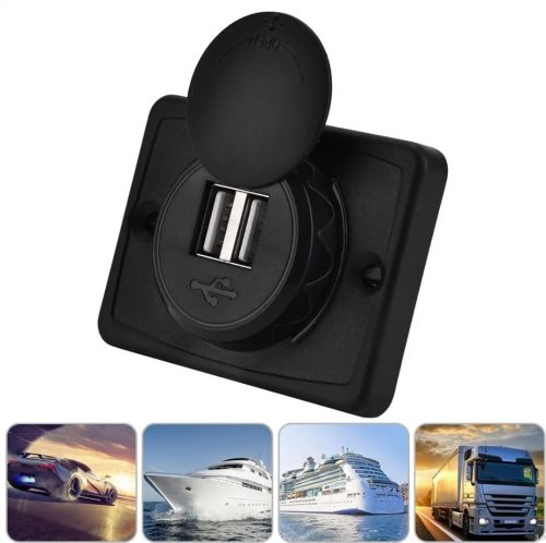 Kettős USB töltőaljzat 3.1A, vízálló, 12-24V