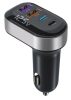 K33 Szivargyújtós autós töltő – 4 portos (2× 15W USB + 2× 15W Type-C), beépített voltmérővel