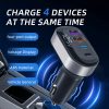  K33 Szivargyújtós autós töltő – 4 portos (2× 15W USB + 2× 15W Type-C), beépített voltmérővel