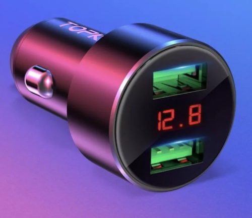 Autós szivargyújtó gyors töltő , dupla usb kimenet, feszültségmérő - 12/24V