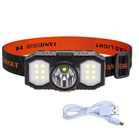   27112 Lampe Frontale USB L-T21 - Lampe LED COB puissante 4 fonctions