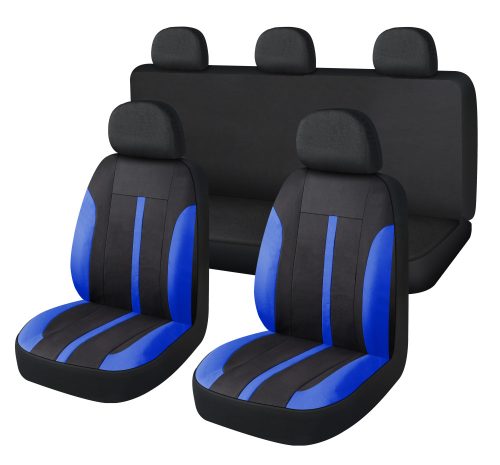 Pack de housses de siège universelles divisibles 9 pièces Airbag noir bleu