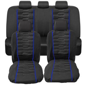   Pack de housses de siège universelles 9 pièces Airbag noir bleu