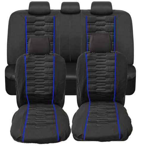 Pack de housses de siège universelles 9 pièces Airbag noir bleu