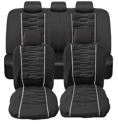 Pack de housses de siège universelles 9 pièces Airbag noir blanc