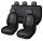 Jeu de housses de siège universelles 11 pièces - Airbag - Simili cuir noir