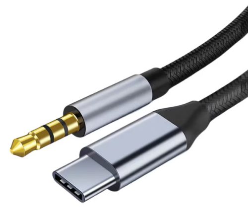 TYPE-C/AUX kábel 3,5 mm – 1 méter hosszú sztereó hangátvitelhez