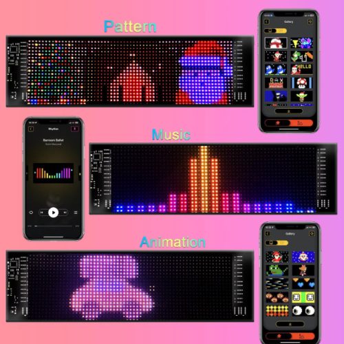 Panneau LED Matrix Pixel, contrôle Bluetooth, Programmable par application, 16x32 LED, 7x17cm, étanche