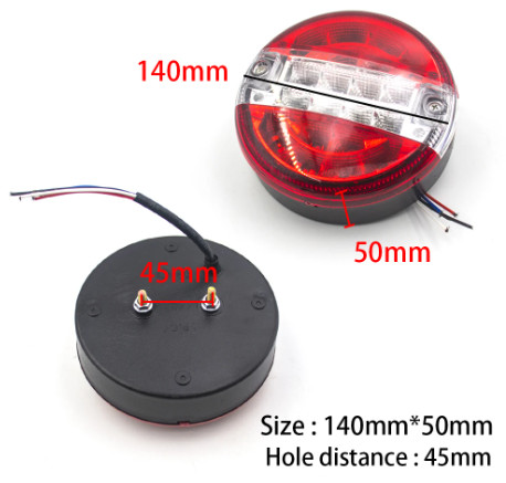 31041 Feu arrière LED rond - 3 fonctions - 12-24V - 140mm