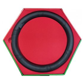   Valódi bőr kormányvédő-csavart mintával fekete színben KV-1012BK