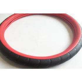   Műbőr sport mintás szellőző kormányvédő piros-fekete KV-HB23825/7-1r