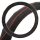 Couvre volant en cuir noir avec motif surpiqûres et lignes oranges Ø38cm