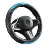 Couvre volant en Cuir effet Carbon noir/bleu Ø38cm