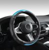 Couvre volant en Cuir effet Carbon noir/bleu Ø38cm