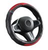Couvre volant en cuir effet carbon noir/rouge Ø38cm