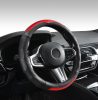 Couvre volant en cuir effet carbon noir/rouge Ø38cm