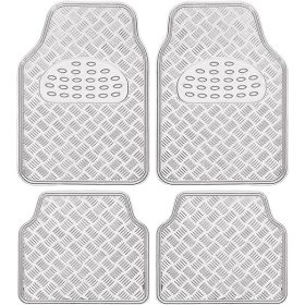   03031 Tapis de voiture universel en caoutchouc effet aluminium 4 pcs - Chrome