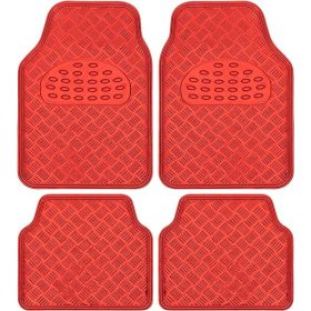   03048 Tapis de voiture universel en caoutchouc effet aluminium 4 pcs - Rouge