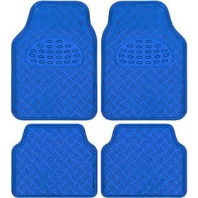   03024 Tapis de voiture universel en caoutchouc effet aluminium 4 pcs - Bleu